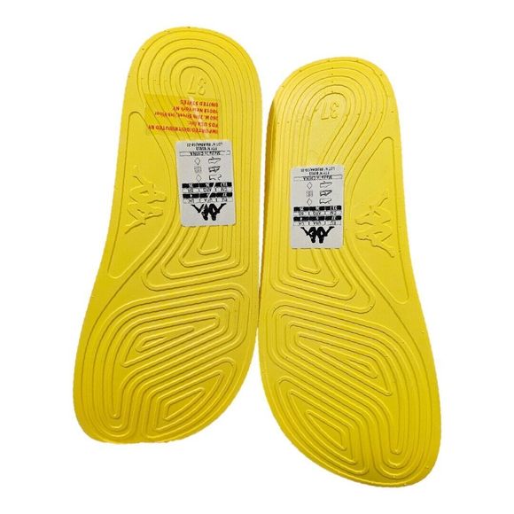 Kappa Authentic Adam 2 Yellow Yolk White Antique Youth Unisex SZ USA 5 SLIDES - Picture 3 of 6